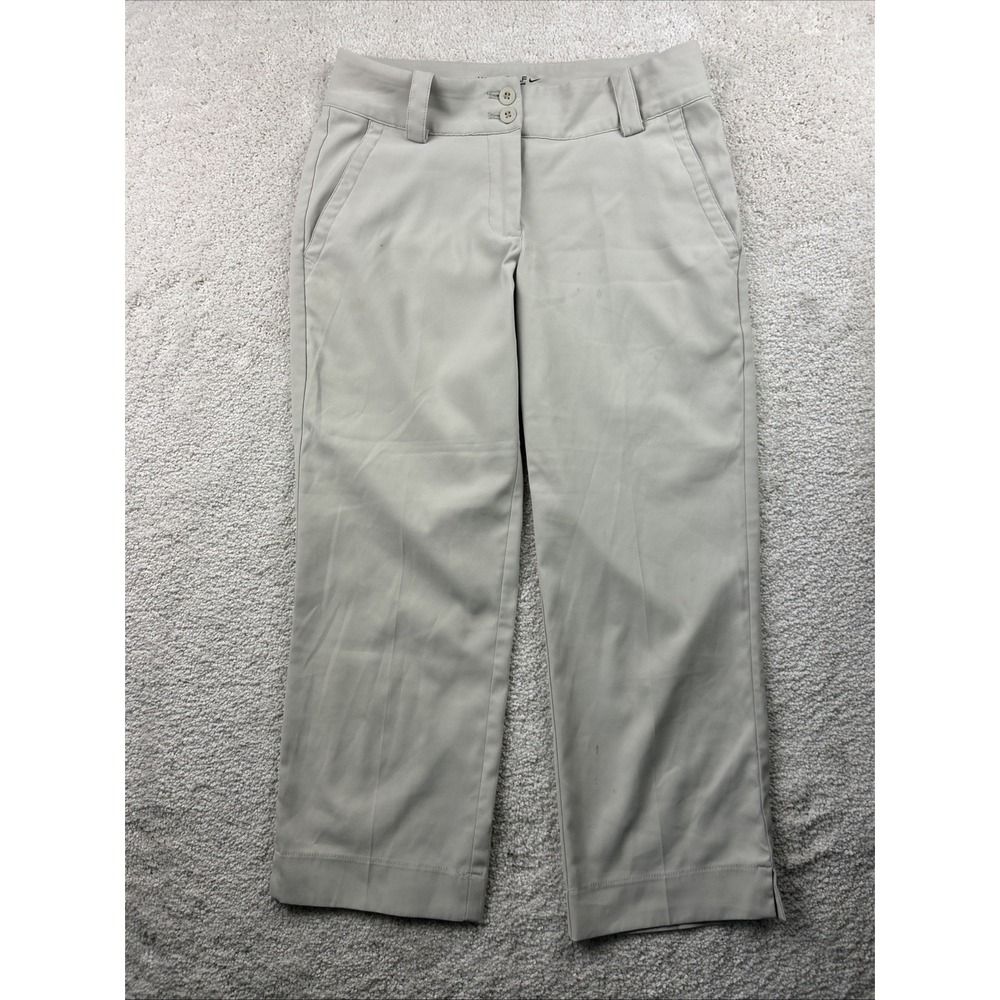 Nike Women's Golf Tour Performance Beige/White Dri-Fit Pants Size 0